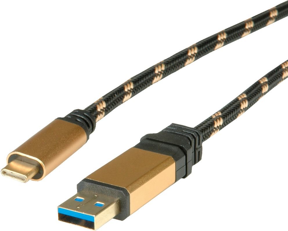 EAN 7611990152575 - ROLINE USB 1m cable USB USB 3.2 Gen 2 (3.1 Gen 2) USB A USB C Negro, Oro imagen 1