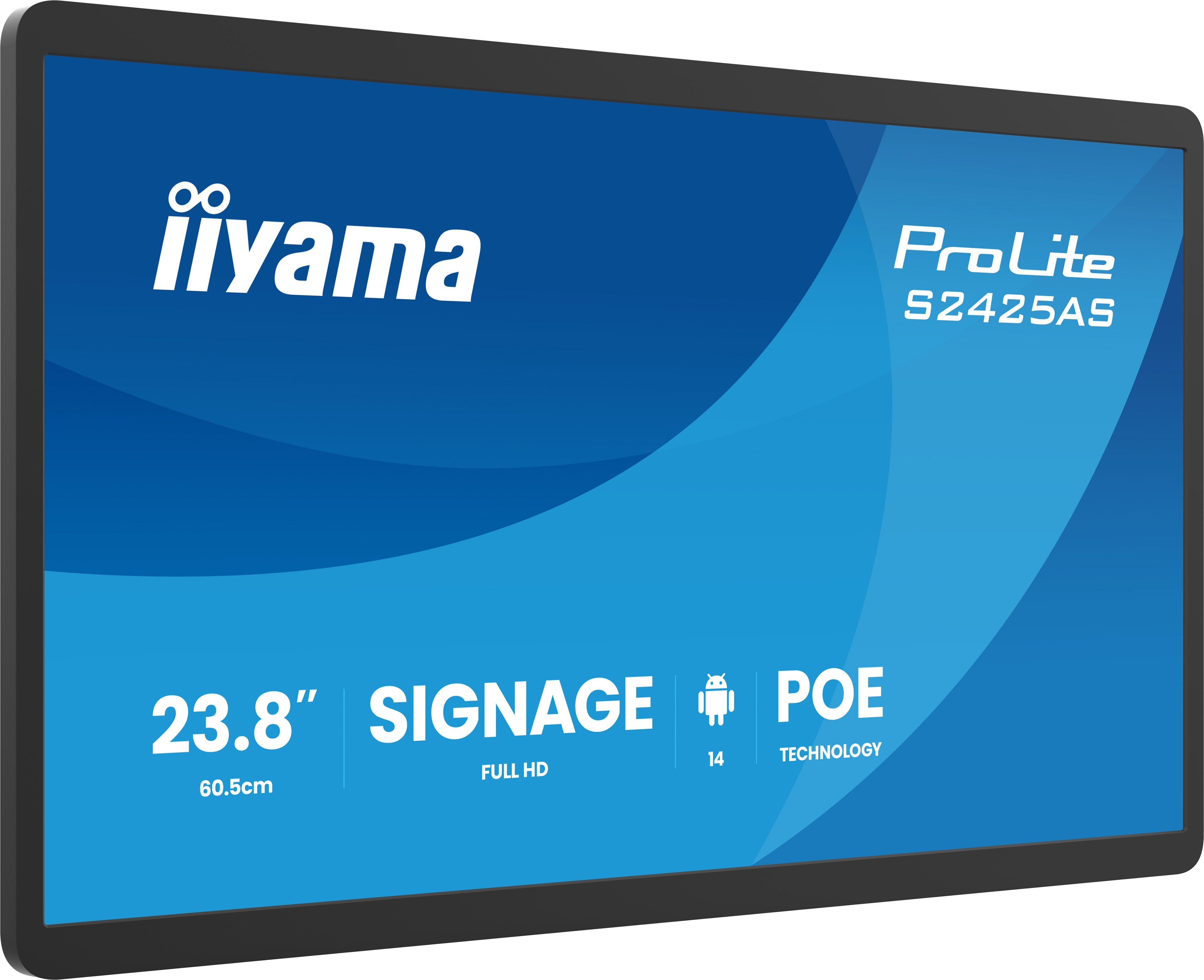 Iiyama Prolite S2425as-B1p Pantalla Plana Para Señalización Digital 60,5 Cm (23.8") Lcd Wifi 500 Cd M² Full Hd Negro Procesador Incorporado Android 14 24/7