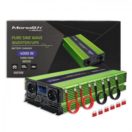 EAN 5901878519432 - Qoltec Monolith adaptador e inversor de corriente Auto 4000 W Verde imagen 3