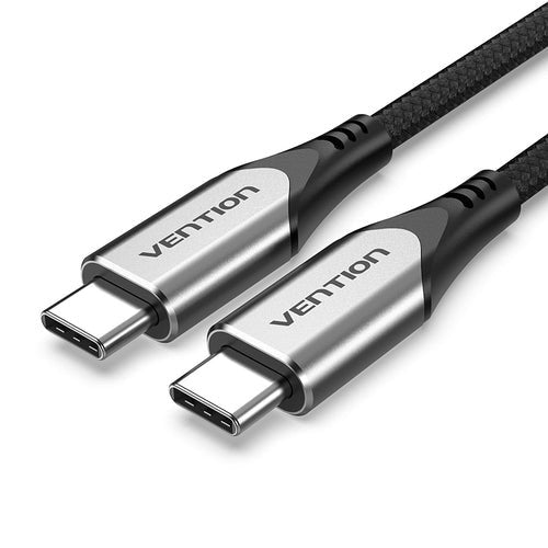 Cable Vention Usb-C 3.1 M-M 3a Cabl 60w Cotton Braided 1.5m Alu Gray