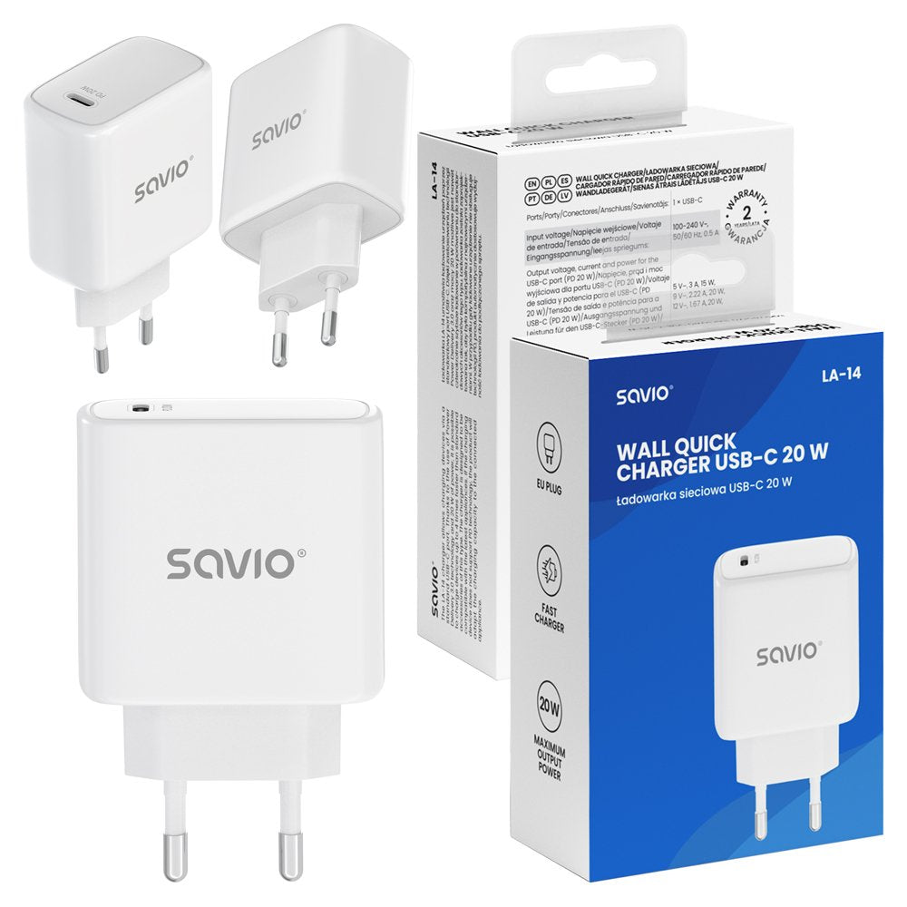 Cargador De Red Savio La-14 20w Con Power Delivery 3.0