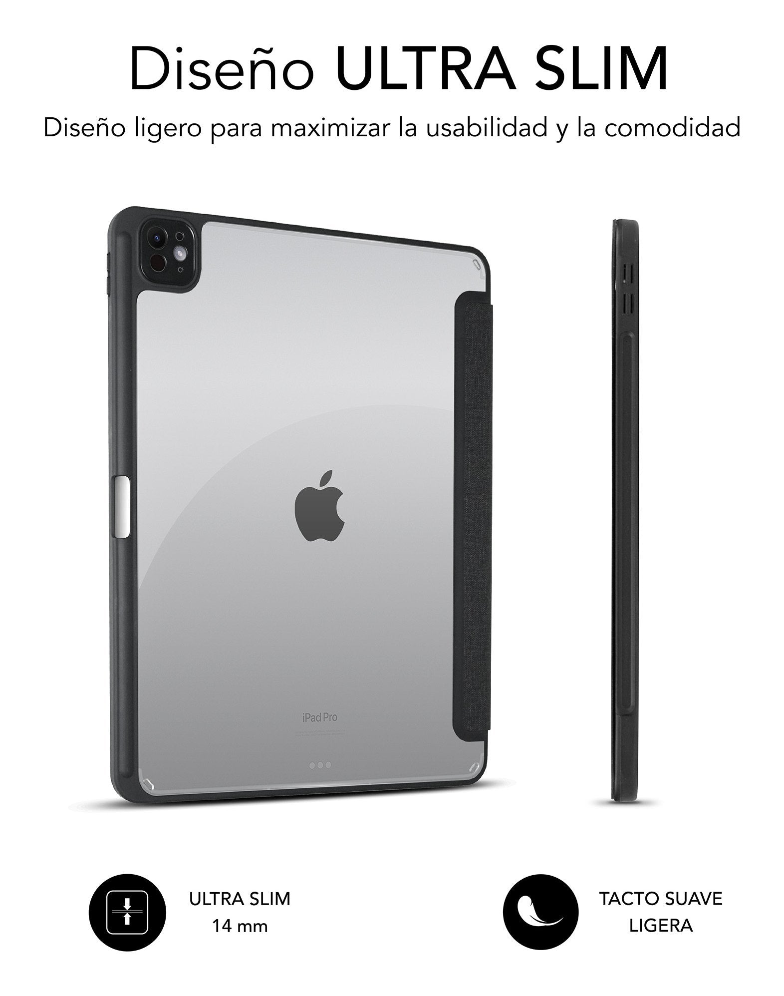 Funda Subblim Clear Shock Case Para Ipad Pro 12.9' 2024 M4 Negra