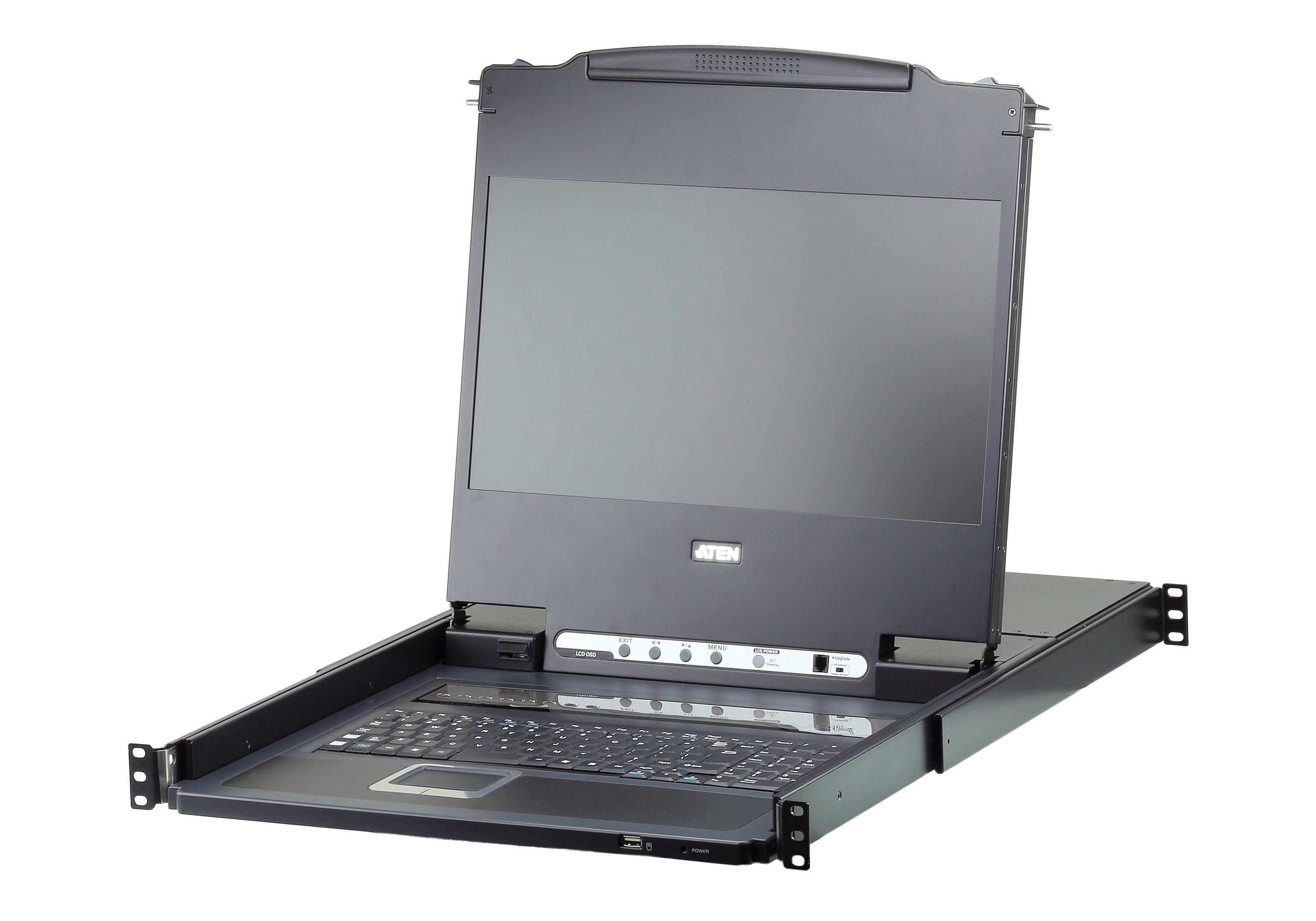 Consola Lcd Panorámica Single Rail Con Switch Kvm Integrado Dvi Usb De 8 Puertos