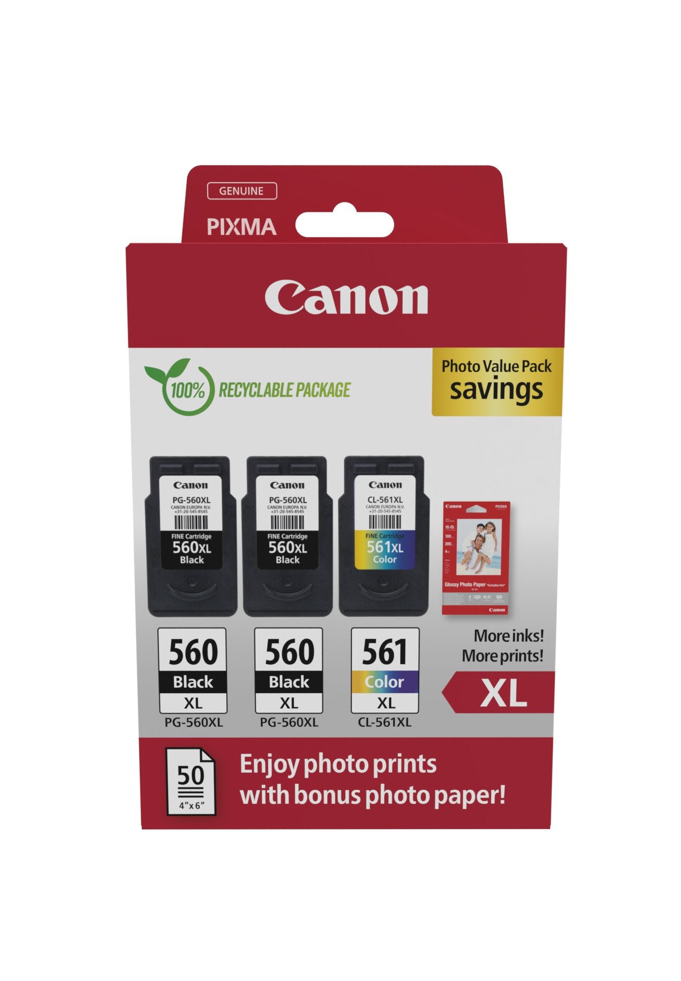 EAN 8714574680484 - Canon 3712C012 cartucho de tinta 3 pieza(s) Original Alto rendimiento (XL) Negro, Cian, Magenta, Amarillo imagen 1