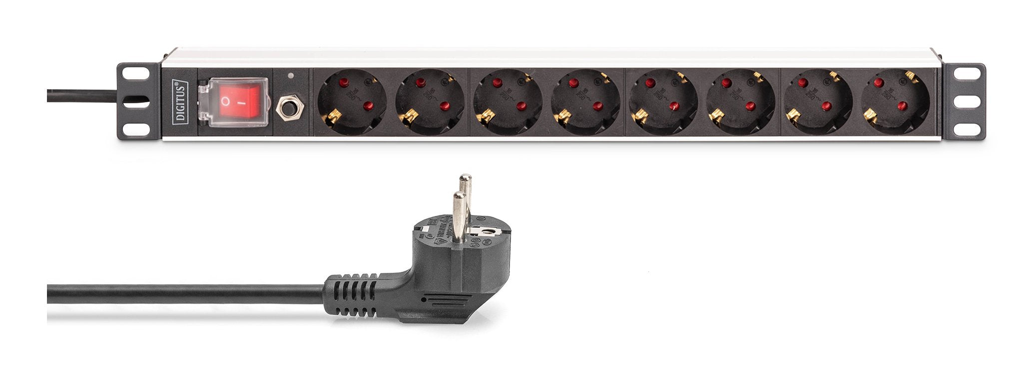 Digitus Meckdosenleime 8-Fach 19" Alu. 1he 2m Negro