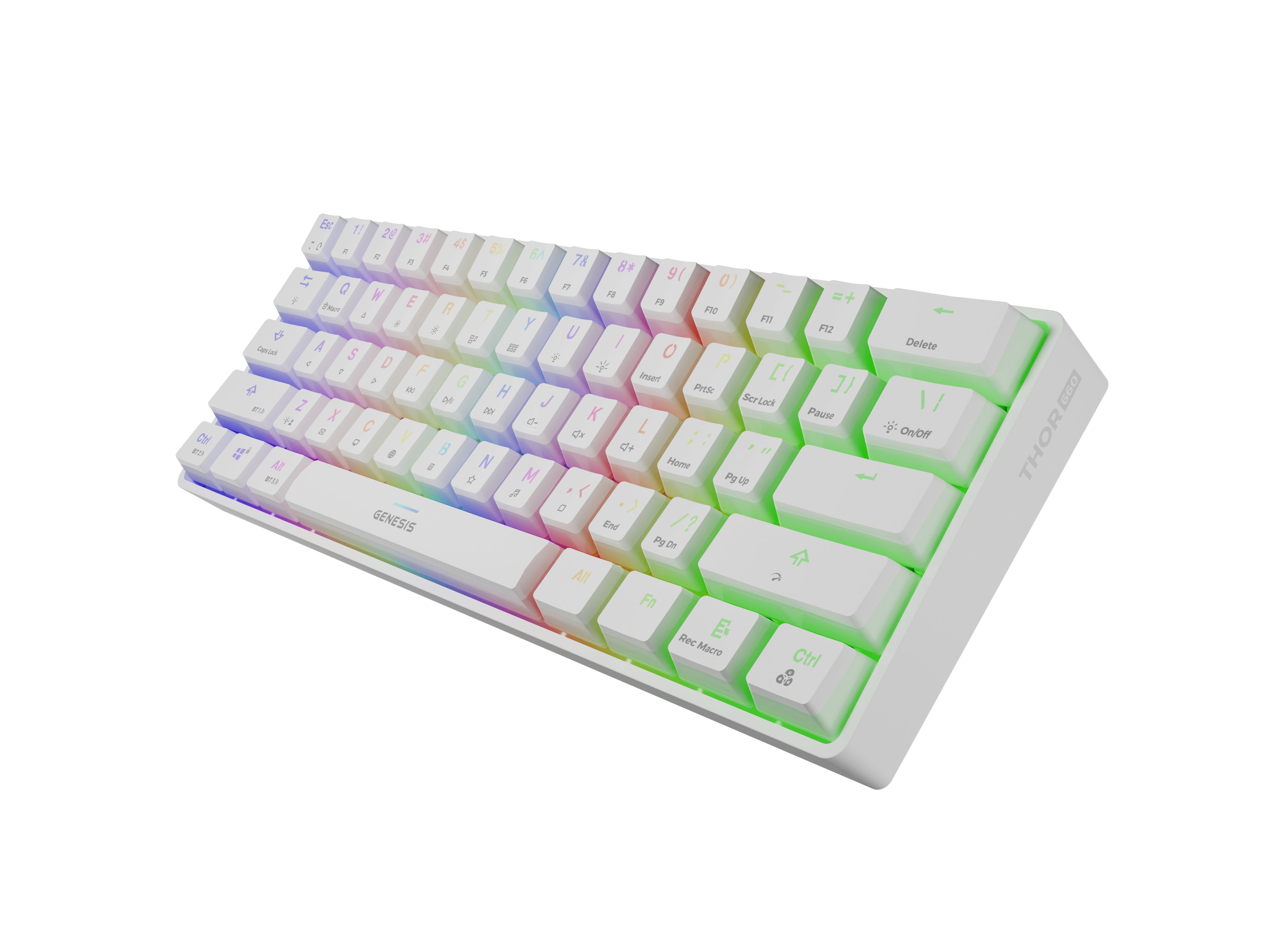Teclado Ingles Gaming Genesis Thor 660 Rgb Blanco Con Led