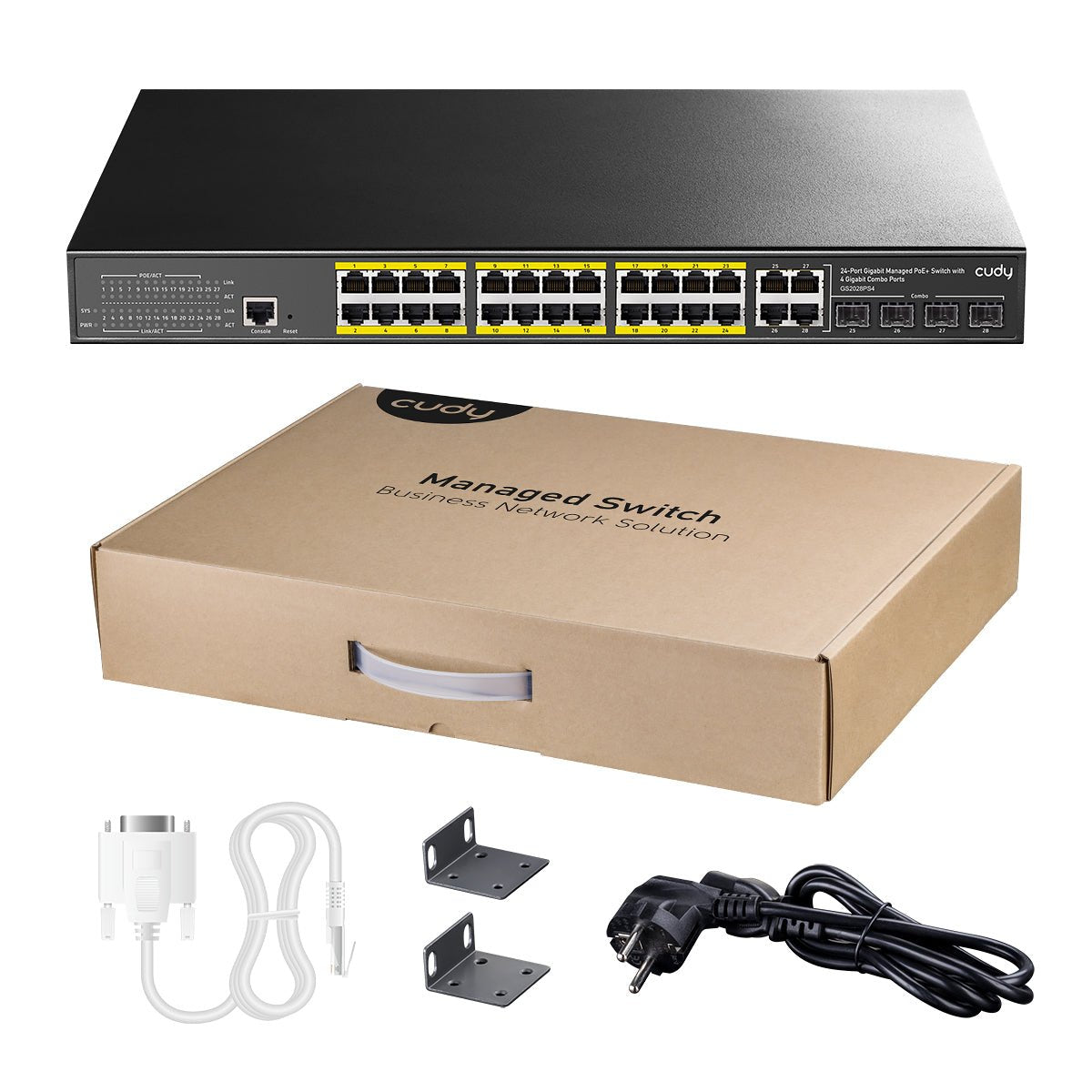 Cudy Gs2028ps4 Conmutador Gigabit Gestionado De Alto Rendimiento De 24 Puertos Con Poe 1u Para Montaje En Rack