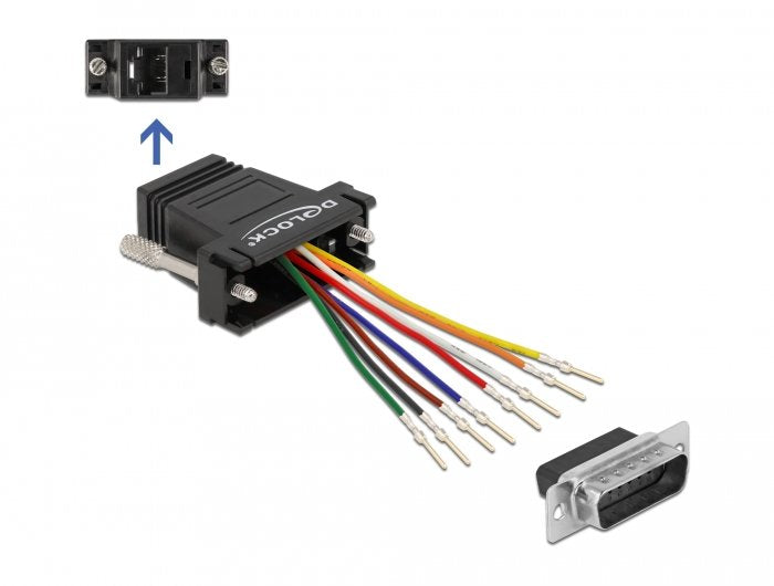 Delock Adaptador D-Sub 15 Pines Enchufe A Kit De Montaje De Enchufe Rj45, Negro