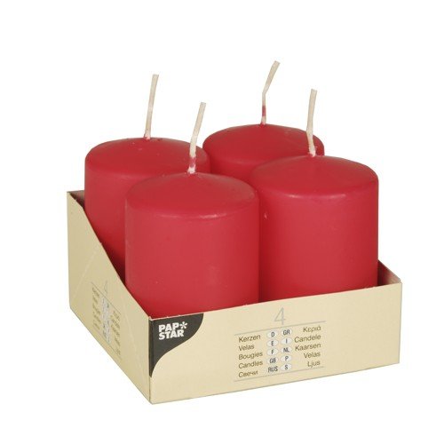 Papstar 10490 - Zylinder - Rojo - 16 H - 4 Ud.
