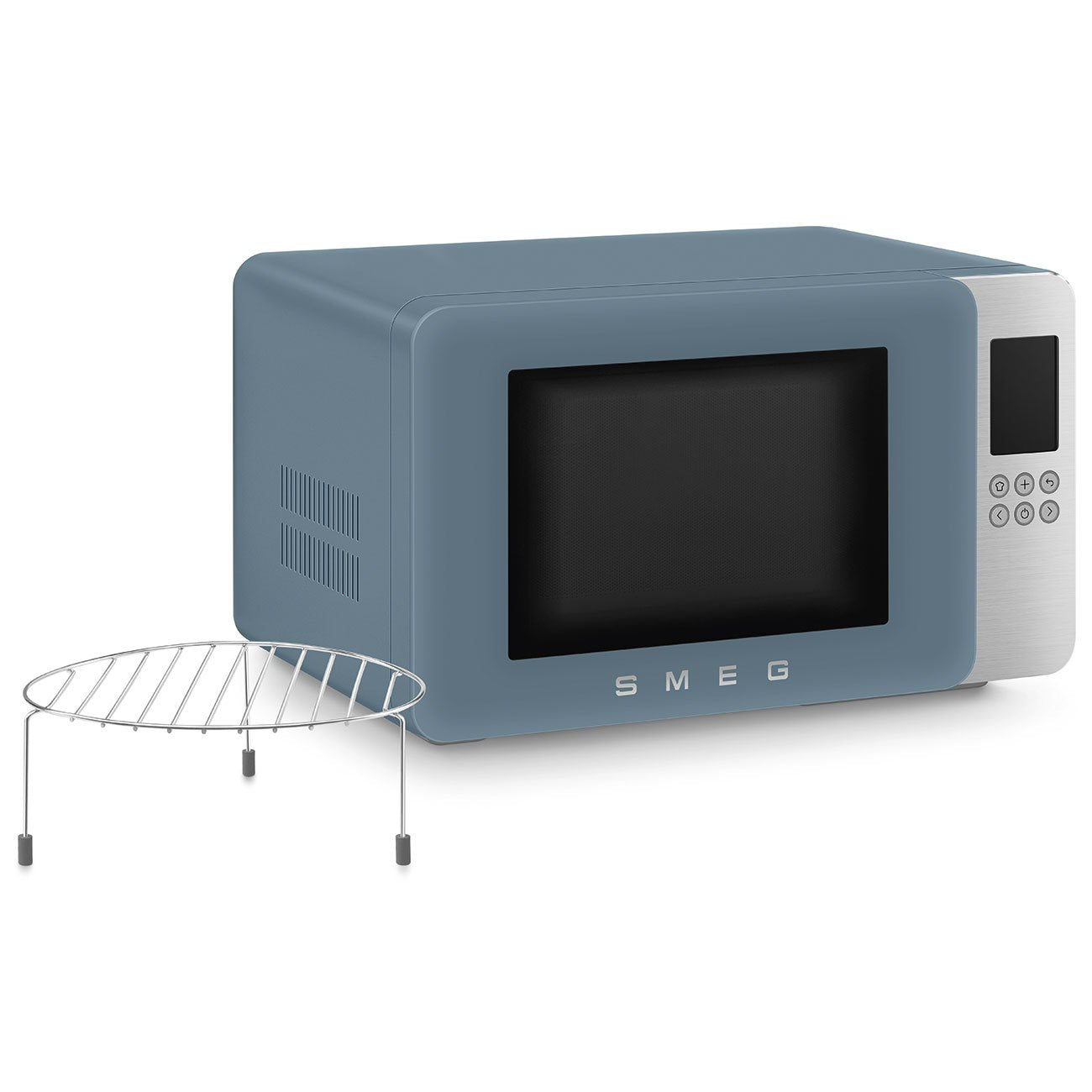 Microondas Smeg Con Grill Moc01sbmeu, 4 Fkt, 1900w, Azul Tormenta Mate