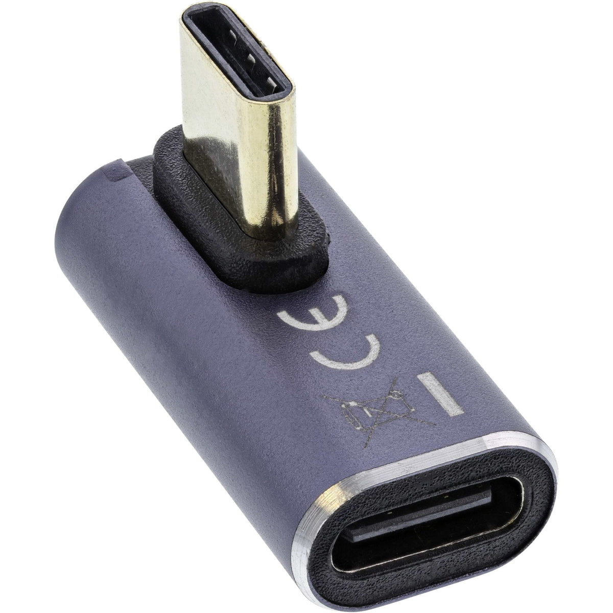 Adaptador Inline Usb4, Usb Tipo C Macho/Hembra Vertical En Ángulo Derecho/Izquierdo, Aluminio, Gris