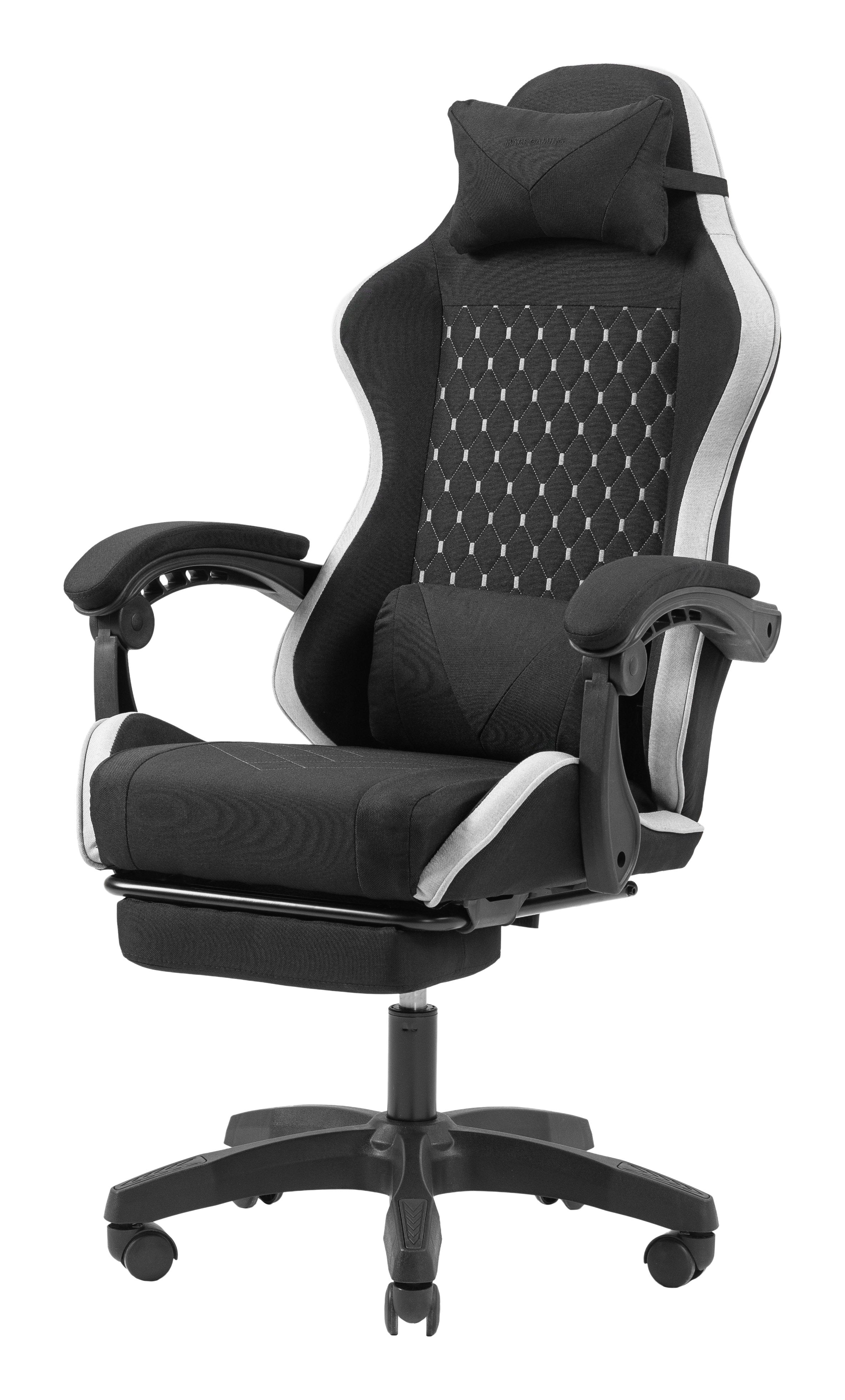 Silla Gamer Mars Gaming Mgcxfgrbl Negra Y Blanca Reclinable Reposabrazo Ajustable Reposapies Cojines