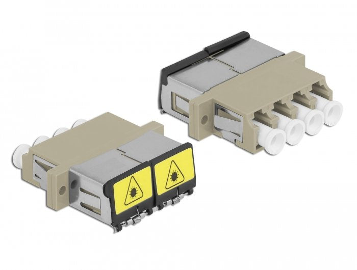 Lwl Kupplung Mit Laserschutzklappe Lc Quad Buchse Zu Lc Quad Buchse Multimode Beige