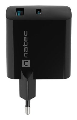 Cargador Natec Ribera Gan 65w Pd3.0 Qc3.0 1xusb-A + 1xusb-C Negro