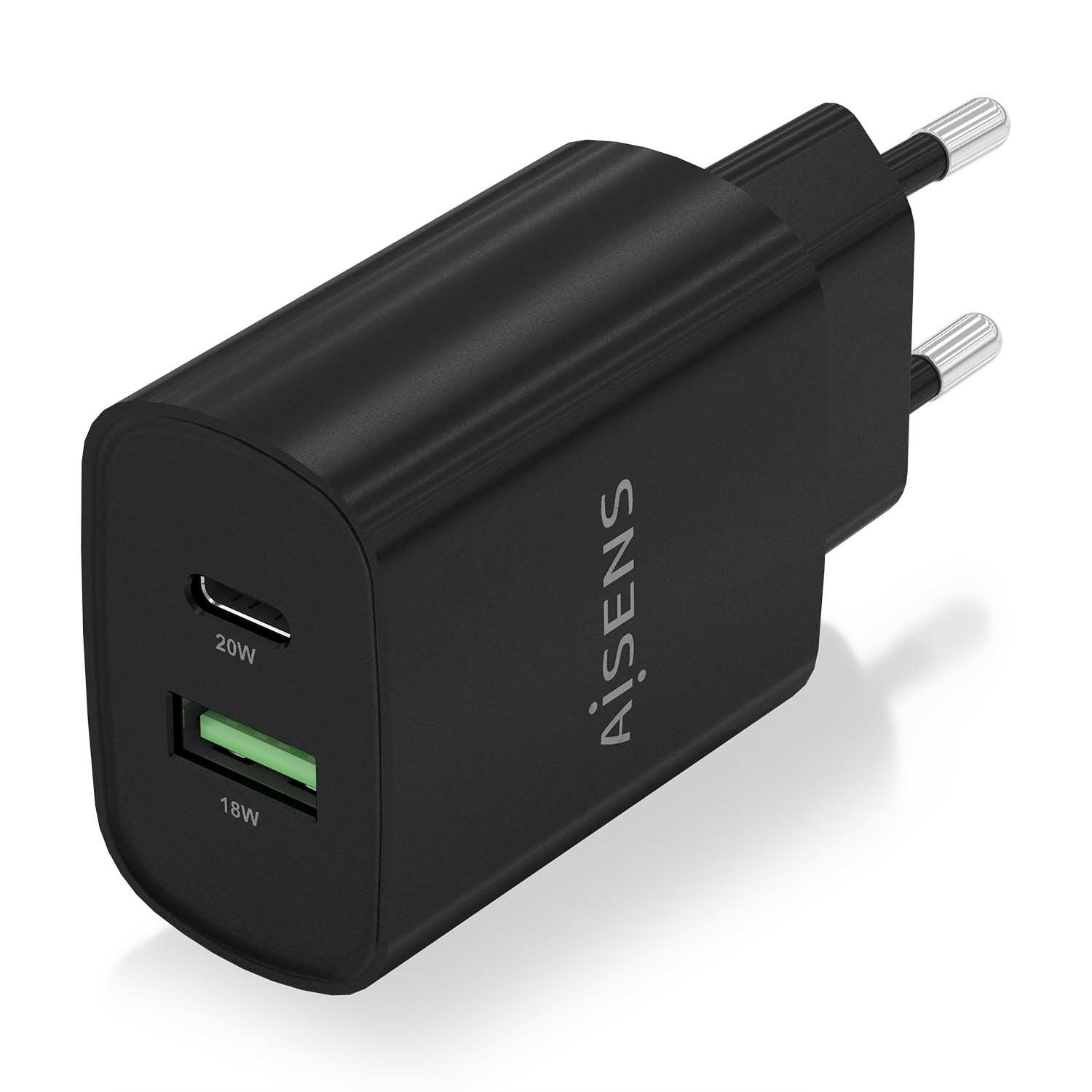 Aisens Cargador 20w - 1xusb-C Pd3.0 - 1xusb-A Qc3.0 - Negro