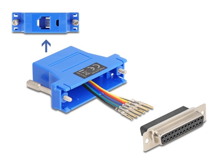Delock 67100 D-Sub Hembra De 25 Pines A Rj12 Hembra, Kit De Montaje Azul