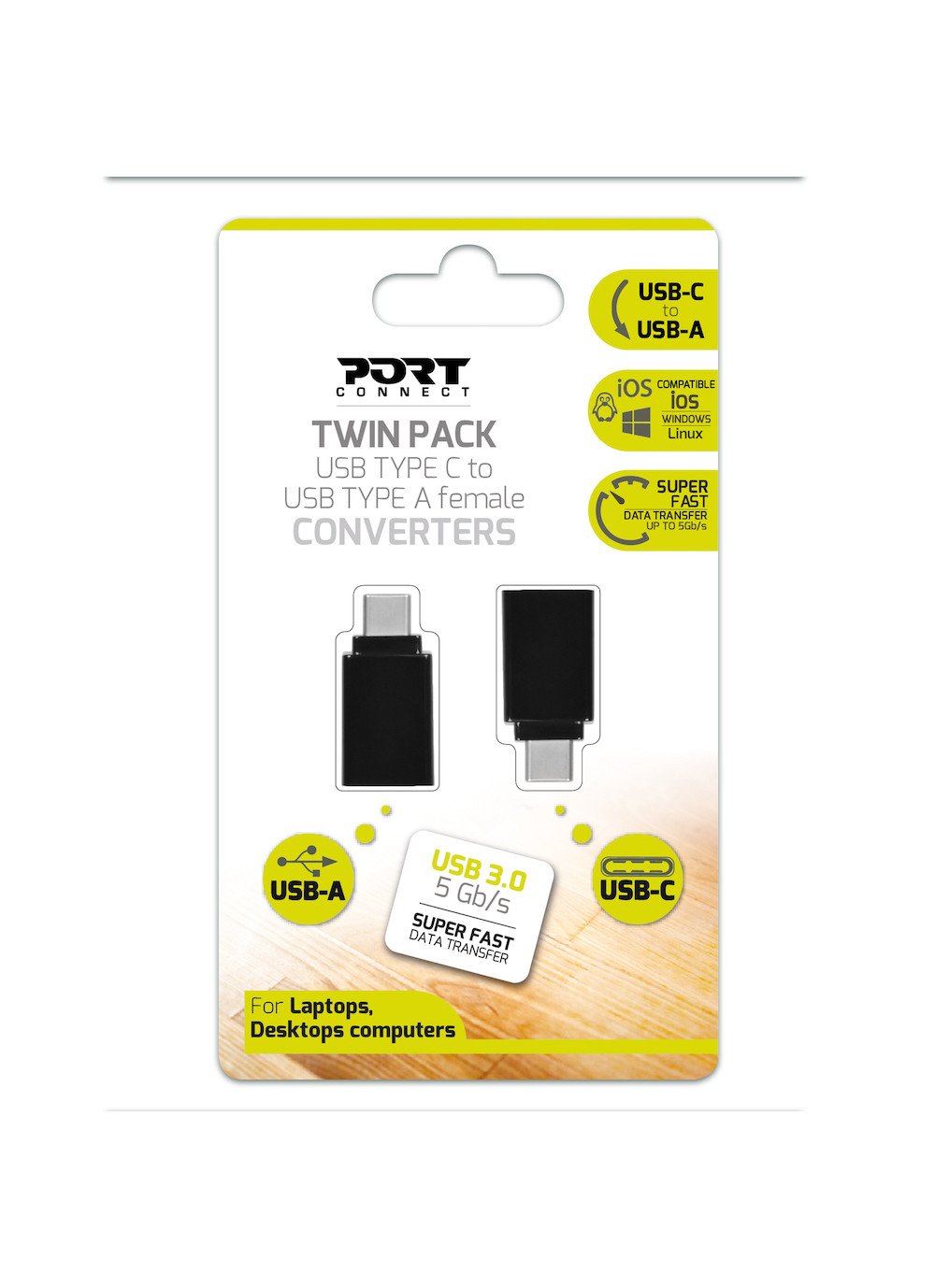 Port Designs Adaptador Usb Type-C A Usb-A - Dual Pack 900142
