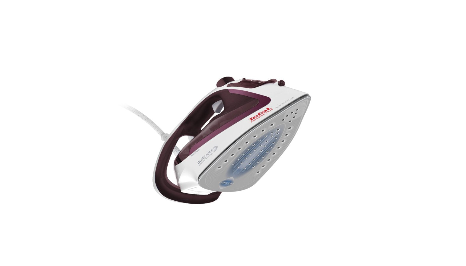 EAN 3121040075524 - Tefal EasyGliss Plus FV5714 plancha Plancha vapor-seco Suela de Durilium 2400 W Burdeos, Blanco imagen 3