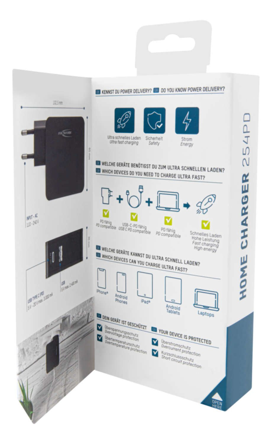 Ansmann Cargador Pared 247pd 1xusb 1xusb Type-C Pd 45w 4700ma