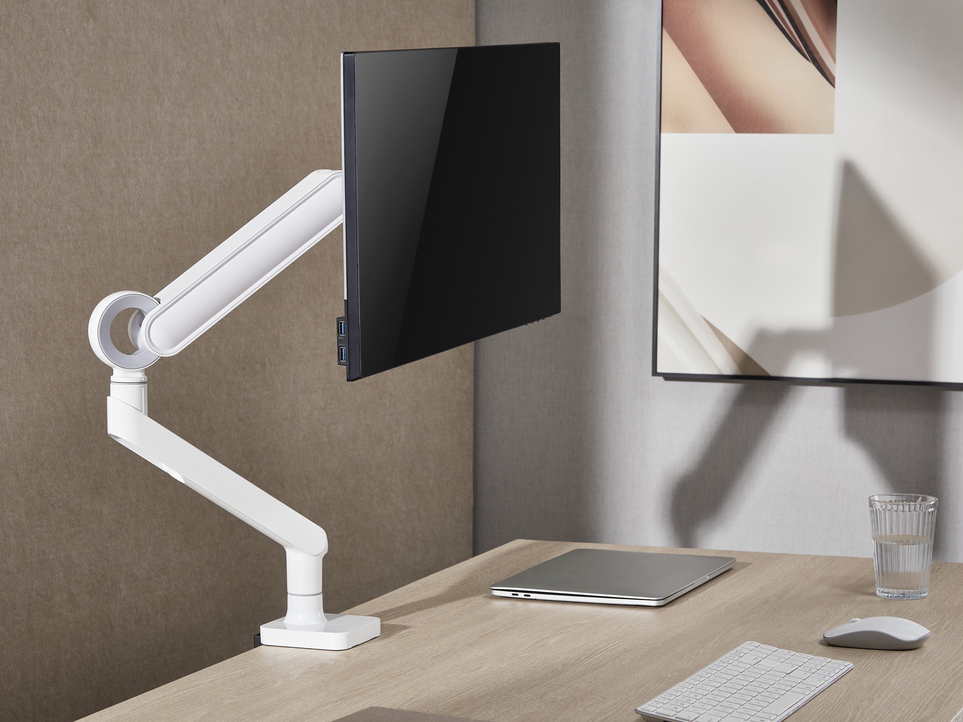 Soporte De Mesa Equip 650185 Para 1 Monitor De 17-35 Blanco De Aluminio Max. 10.5kg Por Pantalla Max.Vesa 100x100 Resorte De Gas