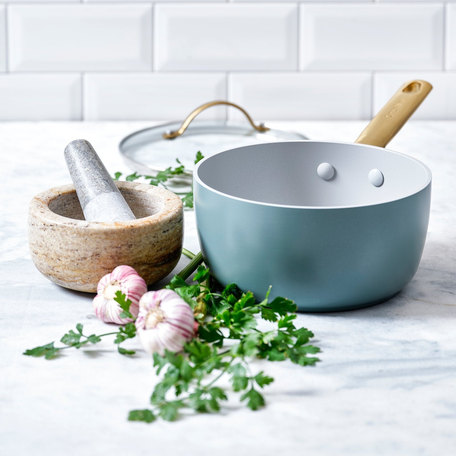 Greenpan Padova Reserve Stielkasserolle 18cm Himmelblau