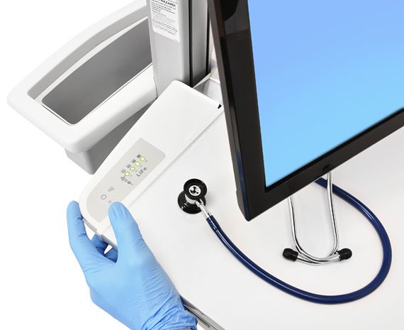 Ergotron Styleview Emr Cart With Lcd Pivot, Life Powered, Eu Carro Multimedia Aluminio, Gris, Blanco Panel Plano