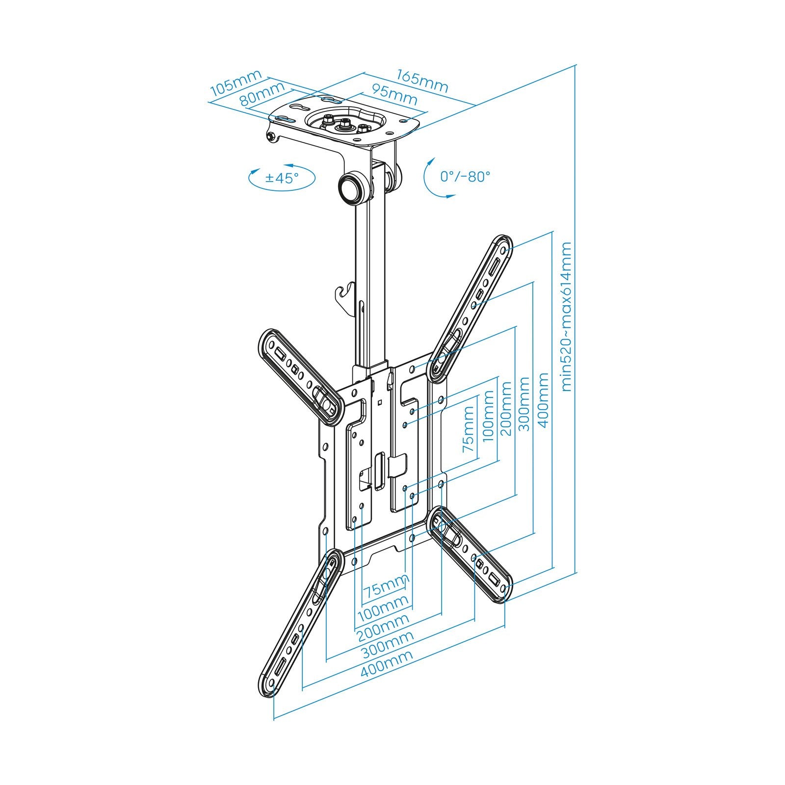 EAN 8433281013728 - TooQ LPCE1123TSLI-B soporte para TV 139,7 cm (55") imagen 4