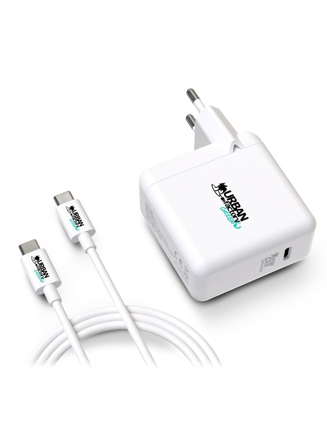 Urban Factory Cyclee Cargador Usb-C 65w Y Cable Char 2 Metros - Ecodesign Plastic