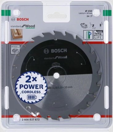 Hoja De Sierra Circular Bosch Professional Standard Para Madera, Ø 150 Mm, Orificio 24z De 10 Mm, Para Sierras Circulares Portátiles Con Batería 2608837673
