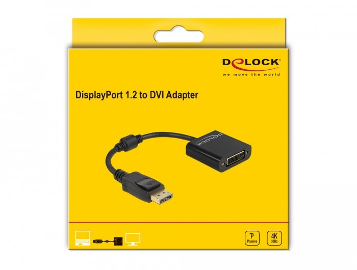 Delock Adaptador Displayport 1.2 Macho A Dvi Hembra 4k Passiv Negro