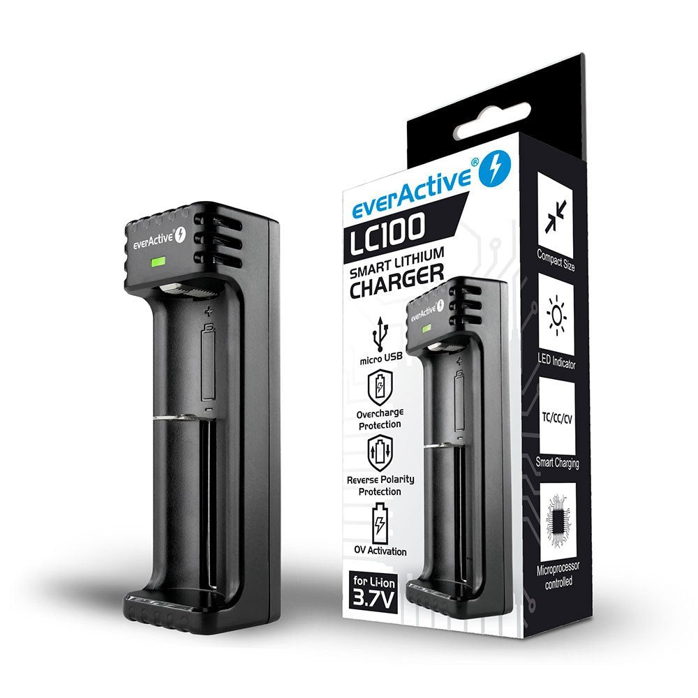Cargador Everactive Para Baterías Cilíndricas Li-Ion Lc100