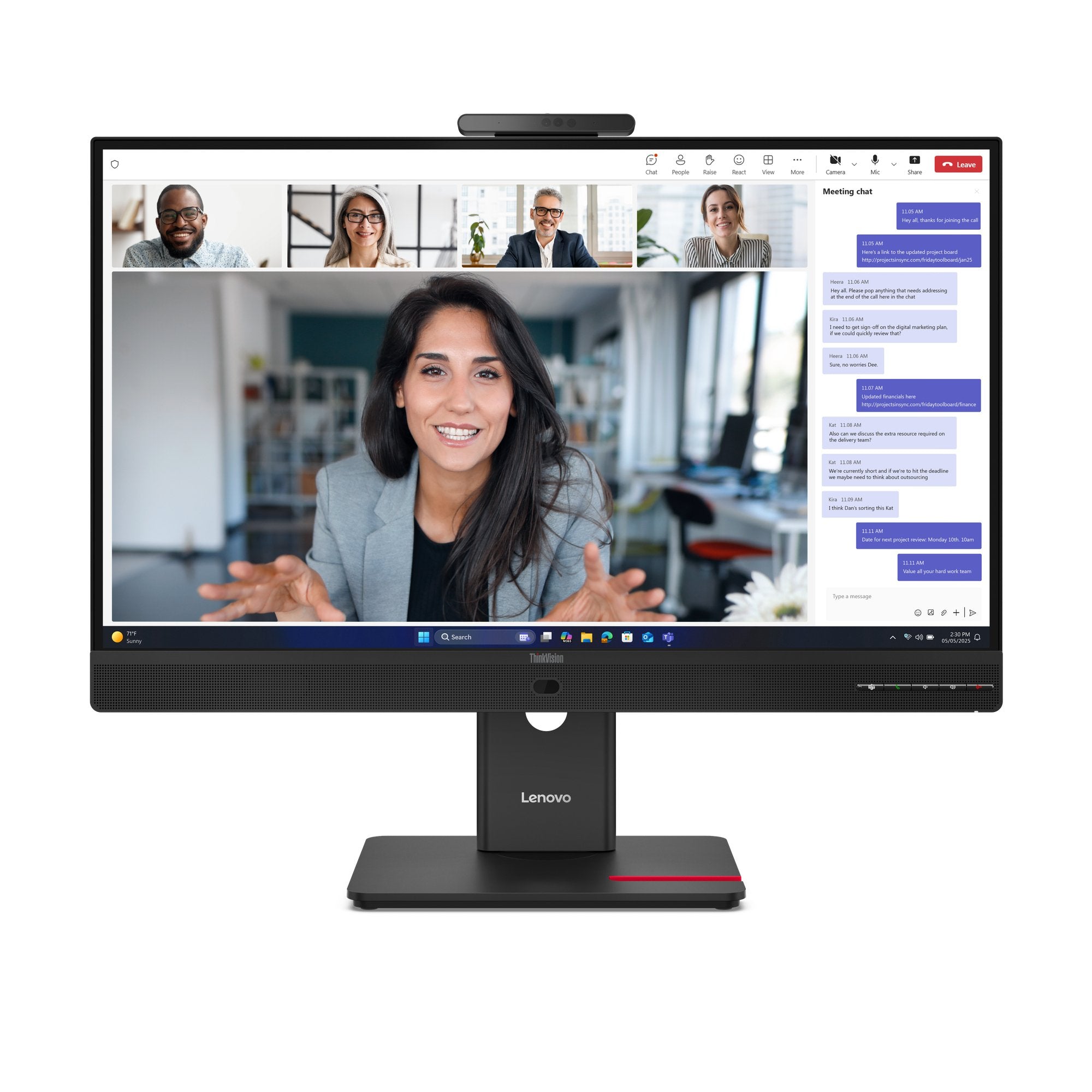 Monitor Lenovo Thinkvision T24-4v Led 1920 X 1080 Full Hd (1080p) @ 120 Hz Ips 250 Cd/M² 1500:1 4 Ms Hdmi Vga Displayport Usb-C Altavoces Negro Eclipse