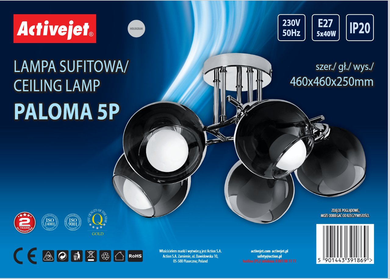 Lampa Wiszaca Activejet Aje-Paloma 5p E27 5x40w