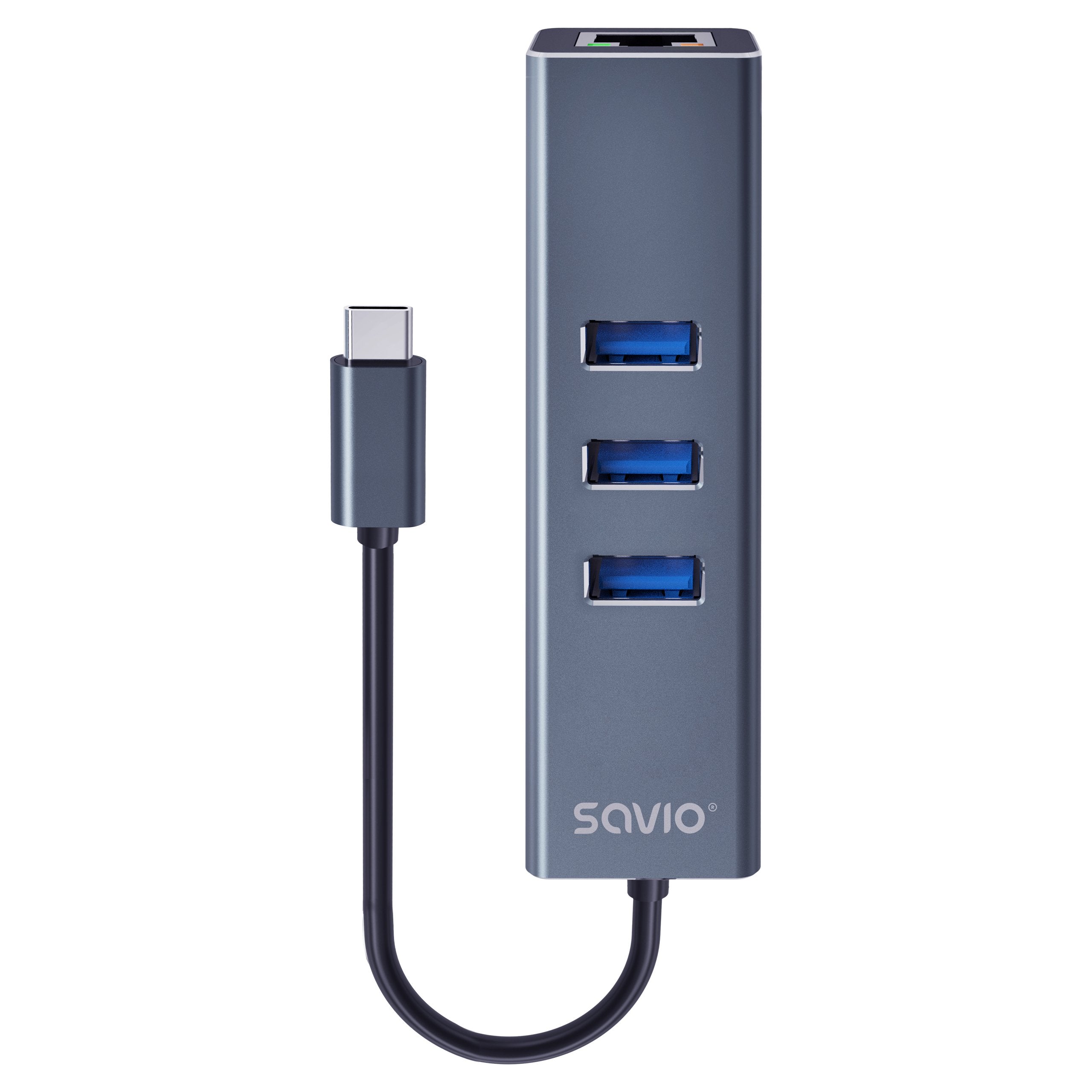 EAN 5901986047766 - Savio AK-57 USB-C - 3 x USB-A HUB with RJ-45 Gigabit Ethernet adapter 5000 Mbit/s grey 2 x USB 3.2 Gen 2 imagen 8