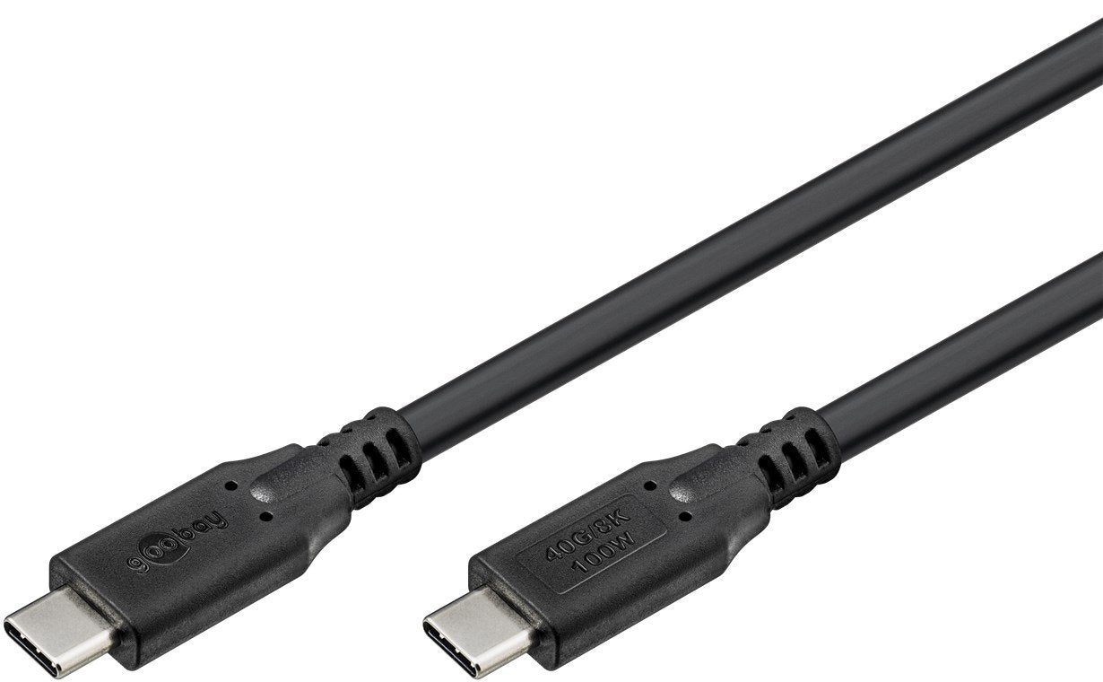 Goobay Usb4 Gen 3x2 Cable, Usb-C Stecker > Usb-C Stecker, 40gbit/S (Negro, 1 Meter, Pd, Laden Mit Bis Zu 100 Watt) 74191