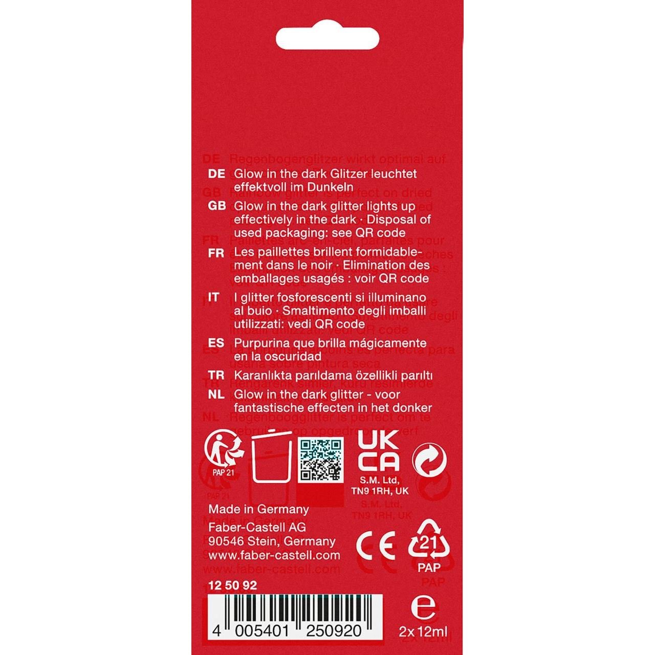 EAN 4005401250920 - Faber-Castell 125092 pintura para manualidades Témpera con purpurina 12 ml 2 pieza(s) imagen 2