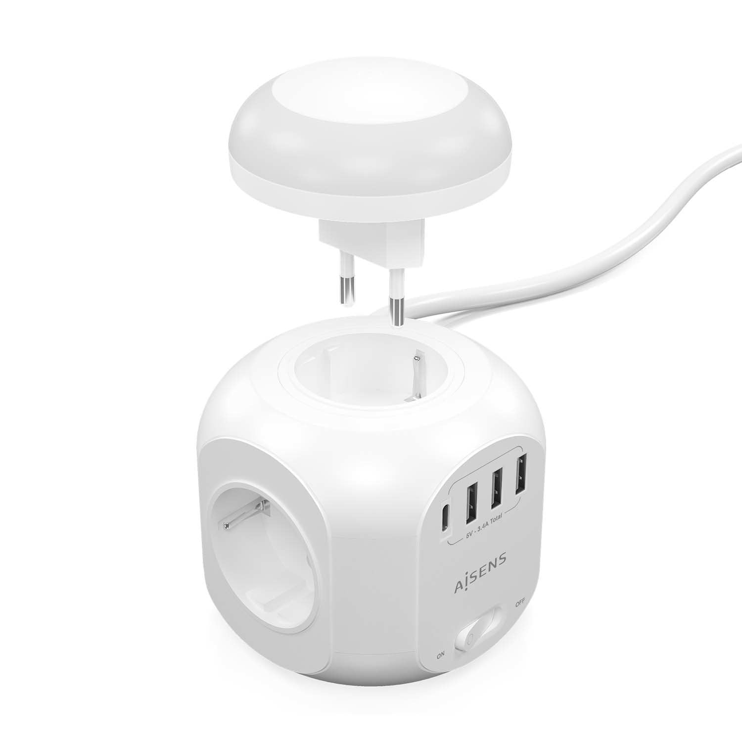 EAN 8436574709216 - AISENS ASPS-3A1CL01-W base múltiple 1,8 m 4 salidas AC Interior imagen 2