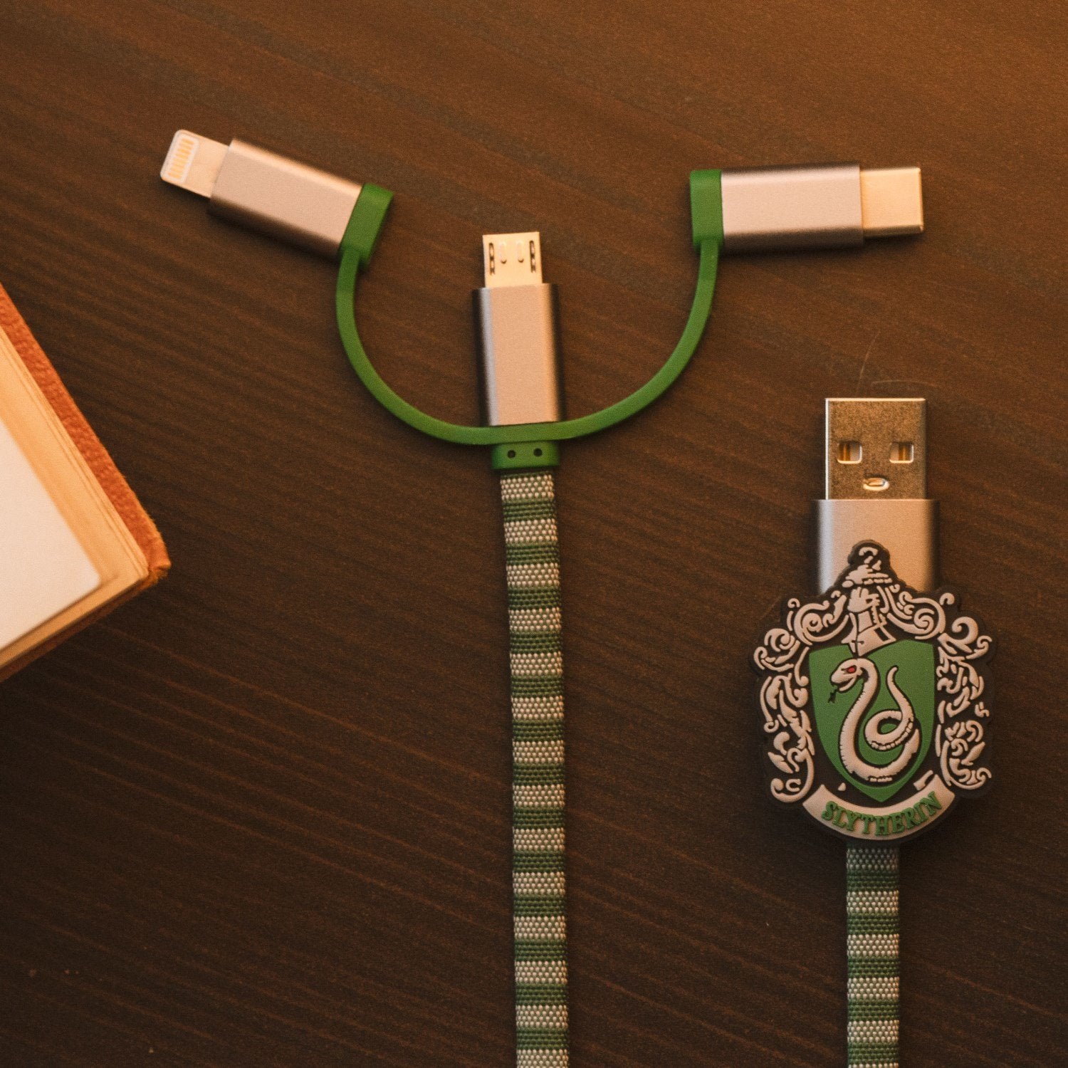 Cable Hogwarts Slytherin 3 En 1 Lightning/Micro/Usb-C