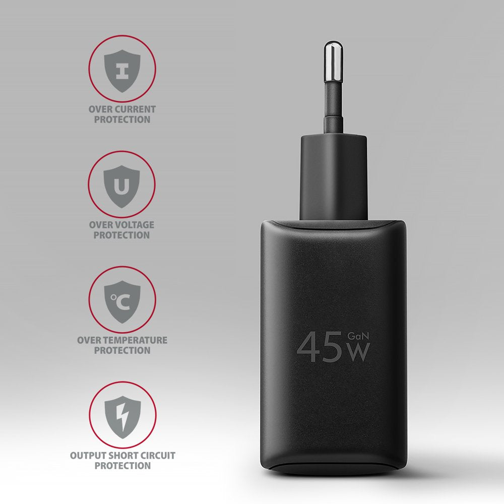 EAN 8595247907905 - Axagon ACU-PQ45 QC 3.0, 4.0/AFC/FCP/PPS/PD, 45W, schwarz - Netzladegerät mit USB-A und USB-C Schnittstell imagen 5