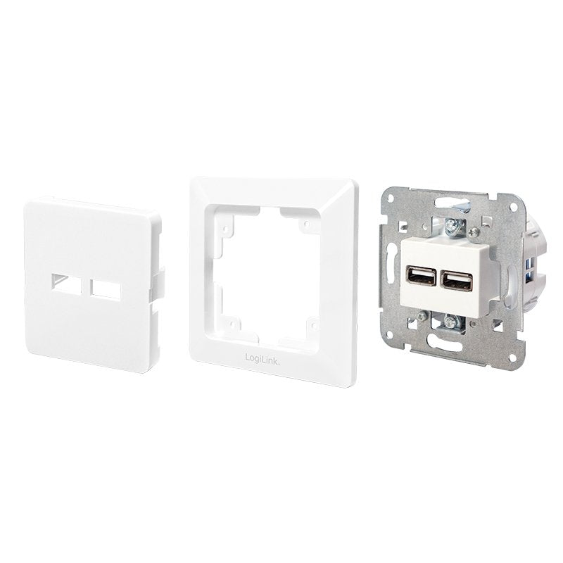 Logilink Pa0163 Toma De Pared Con 2x Puerto Usb Blanco