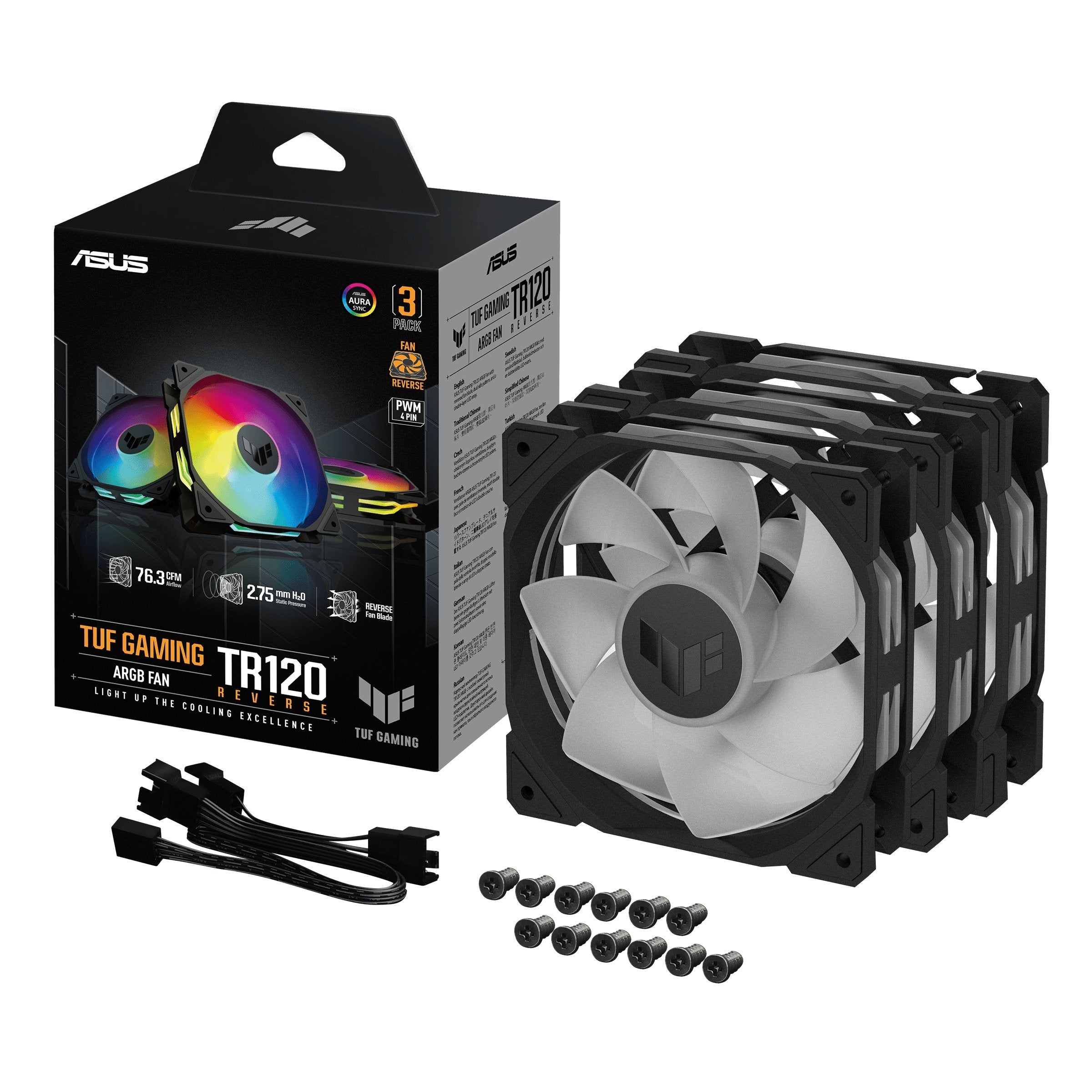 EAN 4711387543436 - ASUS TUF Gaming TR120 ARGB Reverse Fan - Triple Pack Carcasa del ordenador Ventilador 12 cm Negro imagen 9