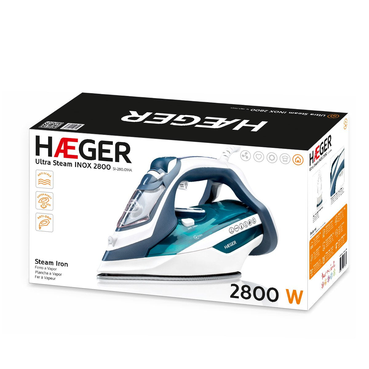 Haeger Ultra Steam 2800 Plancha Vapor-Seco 2800 W Azul, Blanco