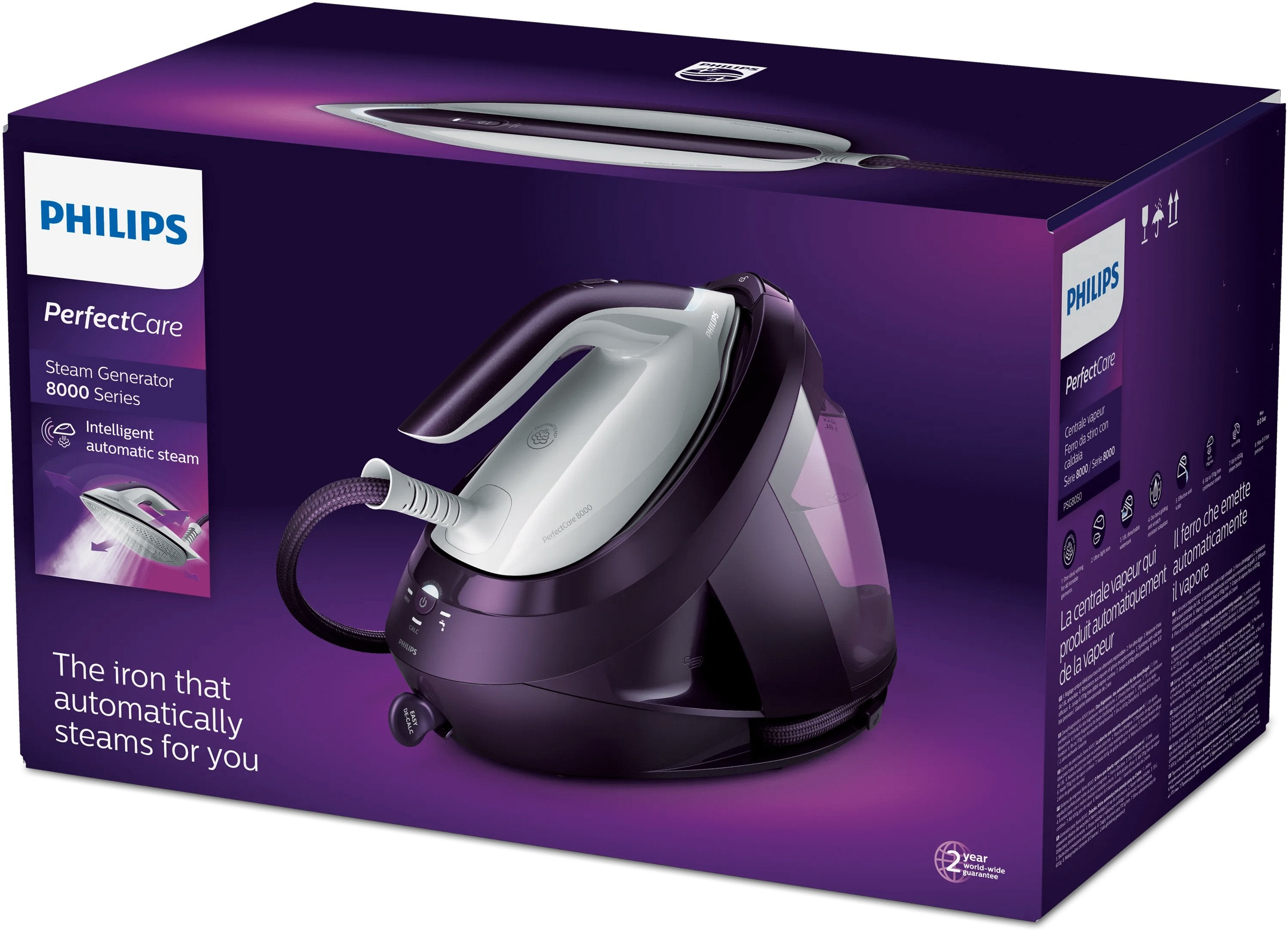 EAN 8720389001086 - Philips 8000 series PSG8050/30 estación plancha al vapor 2700 W 1800 L Suela SteamGlide Elite Púrpura imagen 4