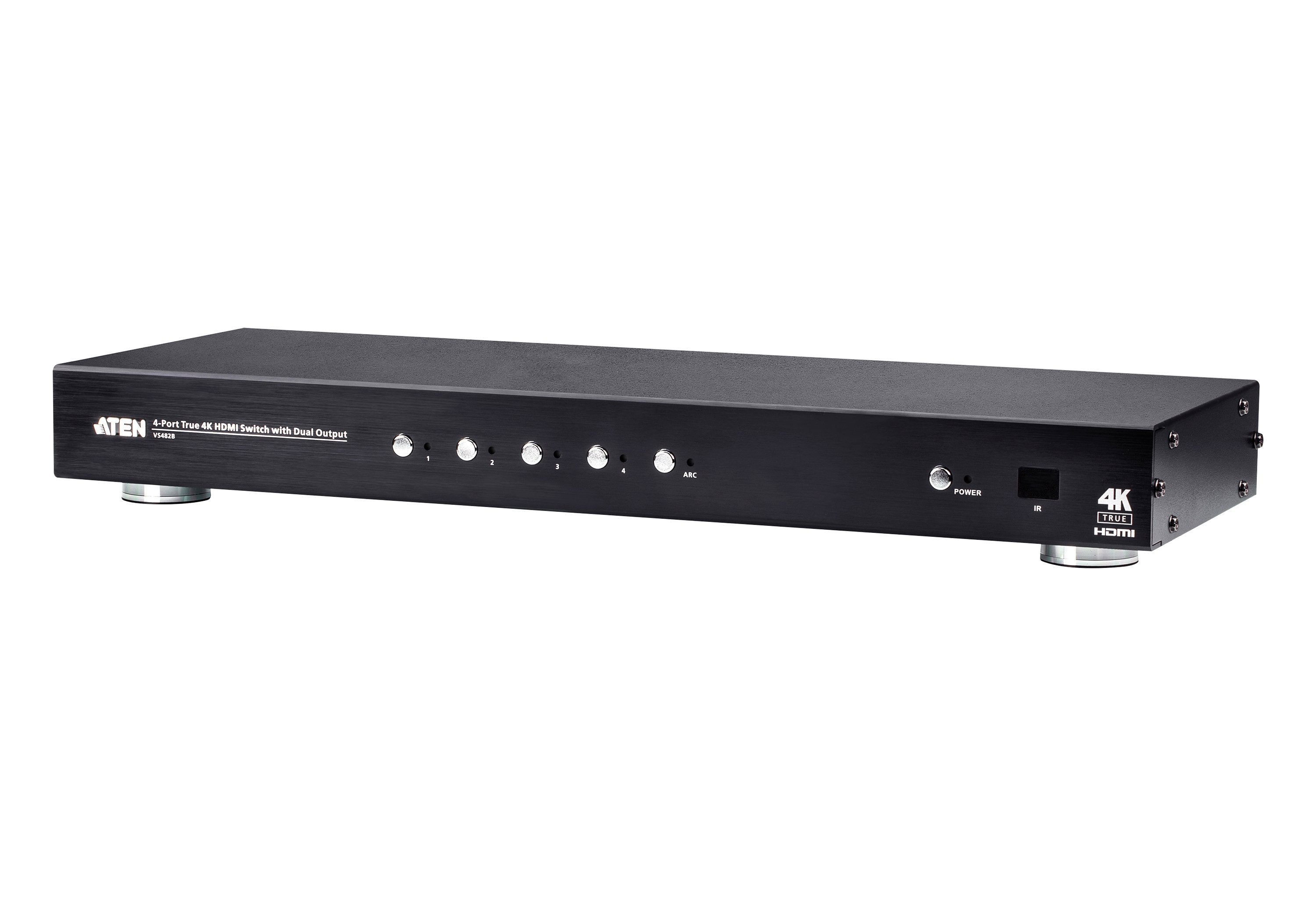 Conmutador 4x1 Hdmi True 4k De 4 Puertos Con Salida Dual Aten Vs482b