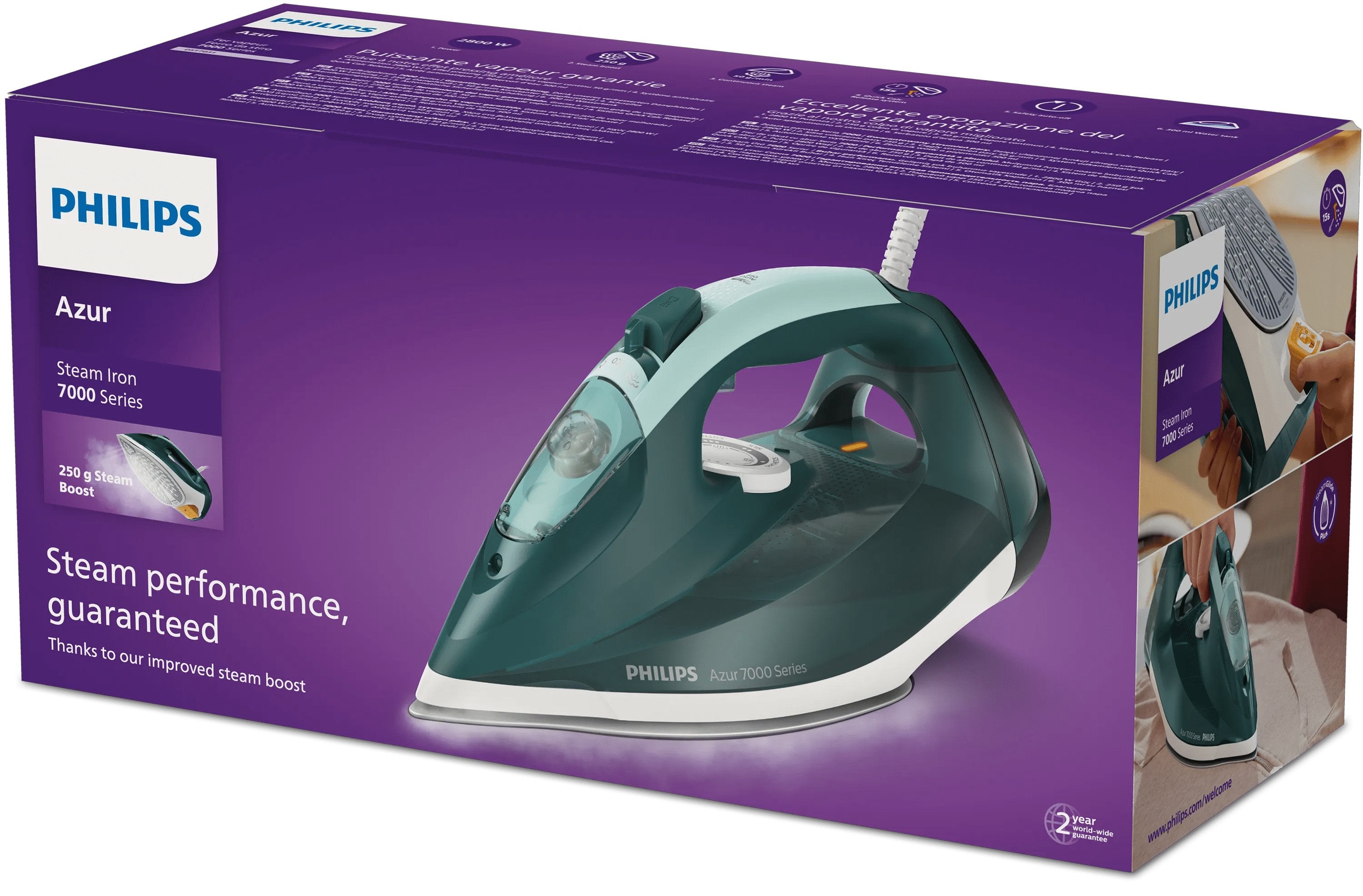 EAN 8720389015687 - Philips 7000 series DST7031/70 plancha Plancha a vapor Suela SteamGlide Plus 2800 W Verde, Color menta imagen 4