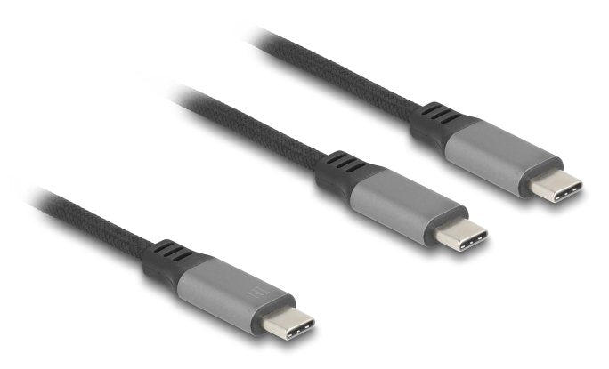 Delock Usb-C Y-Cable 1 X Stecker Zu 2 X Stecker Pd 3.0 100 W Intelligente Stromaufteilung 1,2 M