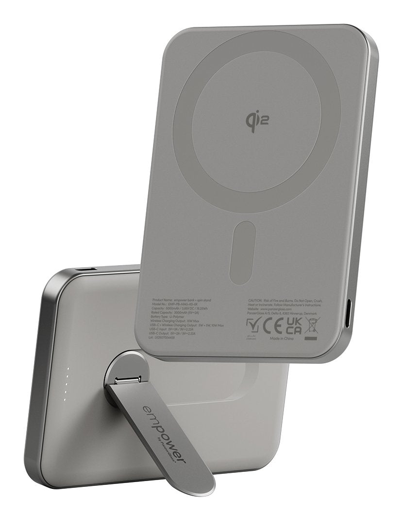 EAN 5715685028403 - PanzerGlass empower™ by ® empower™ Bank w. Spin Stand | 5000mAh | Titanium Cargador inalámbrico Titanio imagen 1