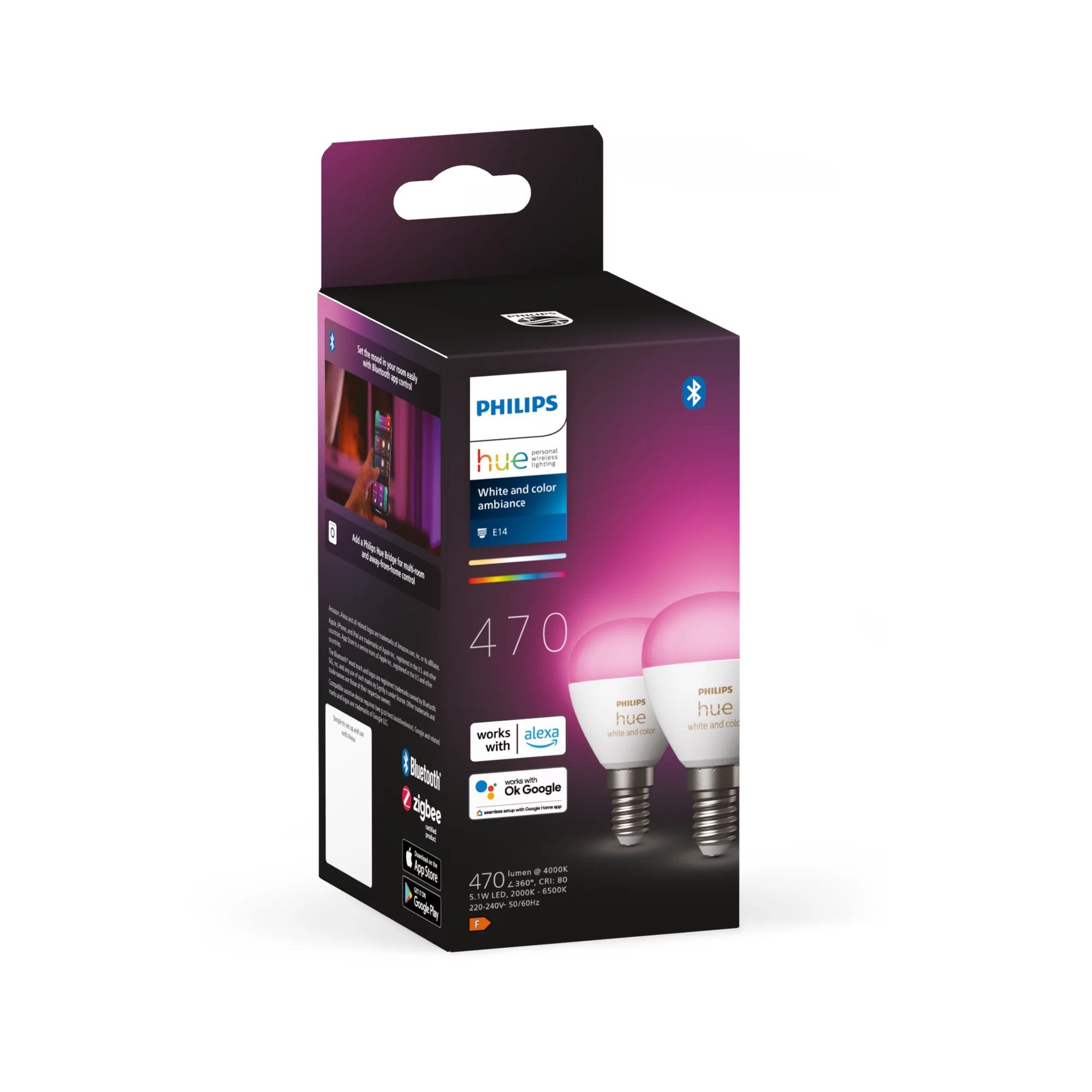 Philips Hue Led Lustre E14 2uds 5.1w 470lm Color Blanco Amb.Bt