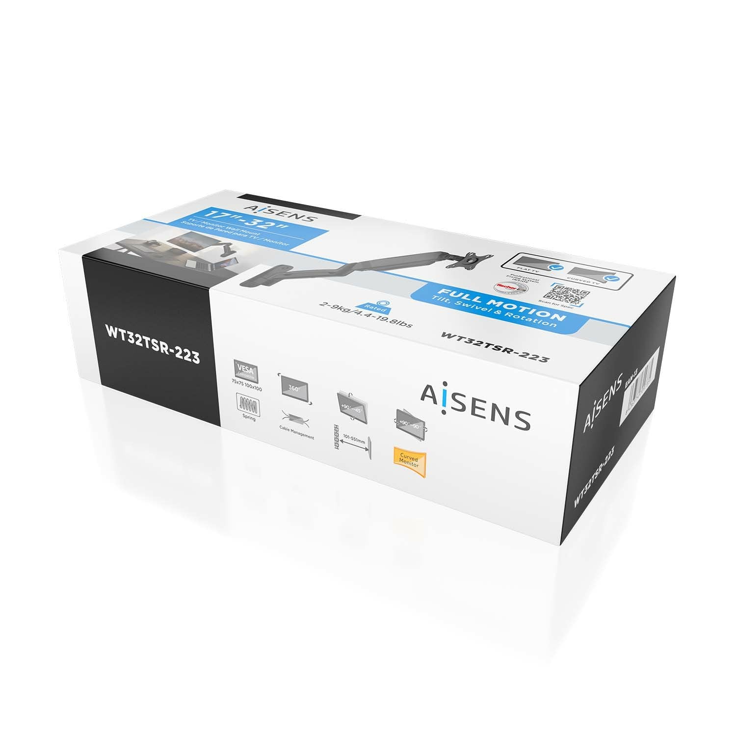 Aisens Soporte De Pared Pro Contrapeso Giratorio E Inclinable Para Monitor/Tv 9kg (3 Pivotes - 1 Brazo) De 17-32 -