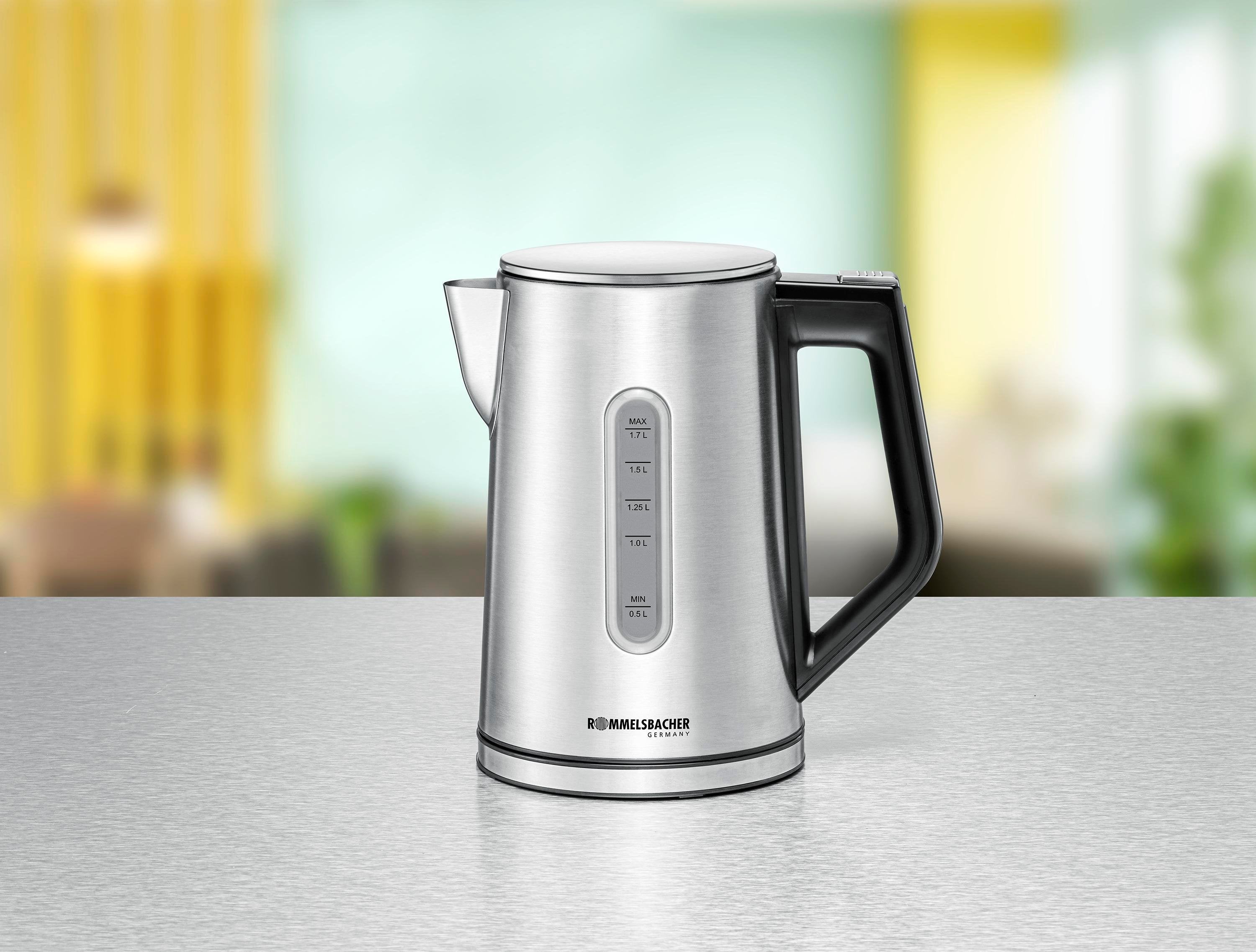 Hervidor Rommelsbacher Sunny Wk 3000 (Acero Inoxidable/Negro, 3.000 W, 1,7 Litros)